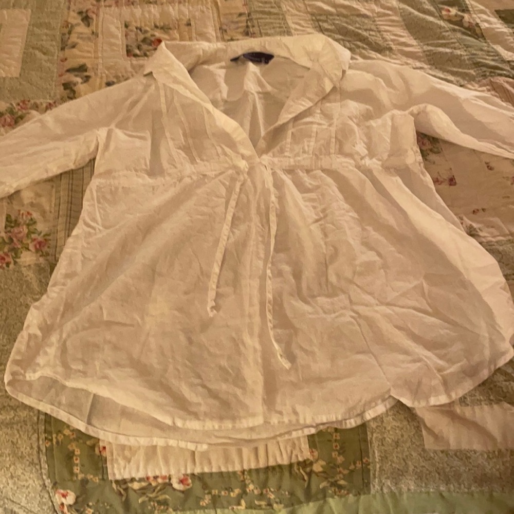 Cotton Long sleeve white blouse. Size XL